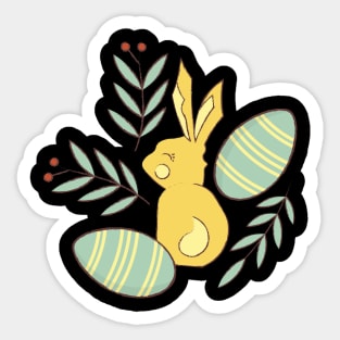 Happy Easter Eggs and Rabbit Sticker